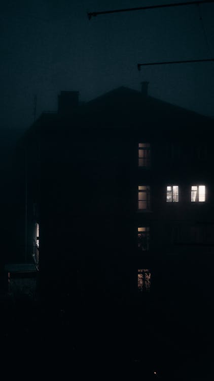 Home glowing at night