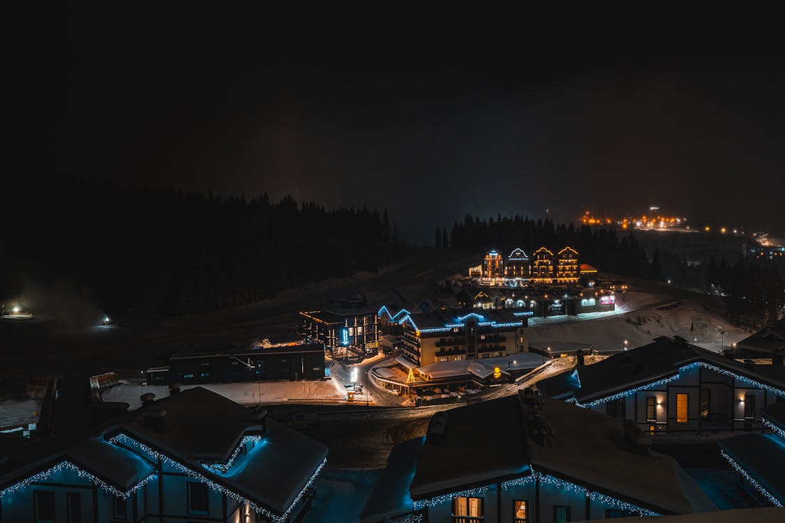 Building with festive lights