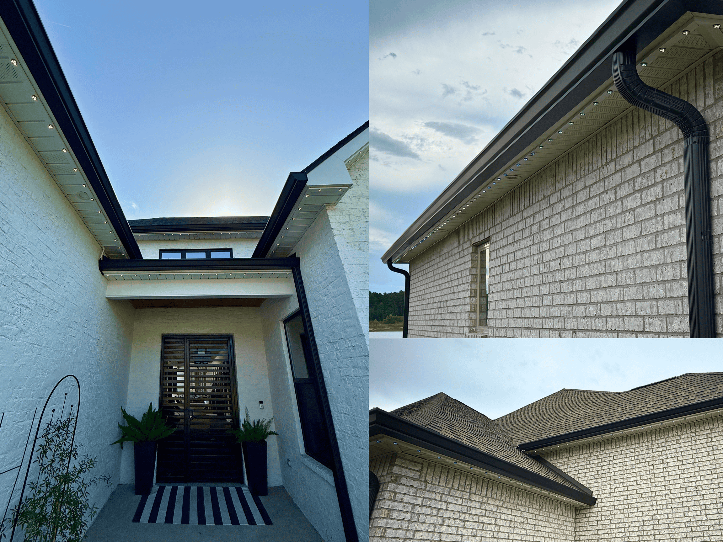 ShowHome permanent LED track mount invisible against roofline trim during daytime